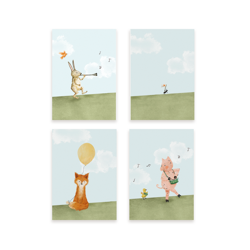 Minikaartjes feest - setje 8 stuks