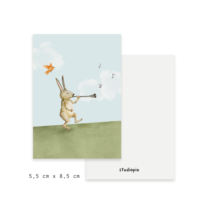 Minikaartjes haas met toeter - setje 5 stuks