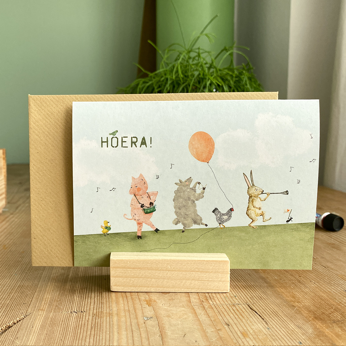 wenskaartje met dieren fanfare met muziek