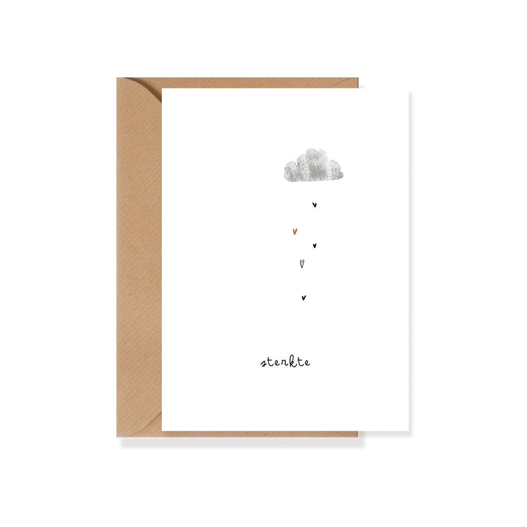 Kaartje condoleance wenskaart Hartjesregen met envelop