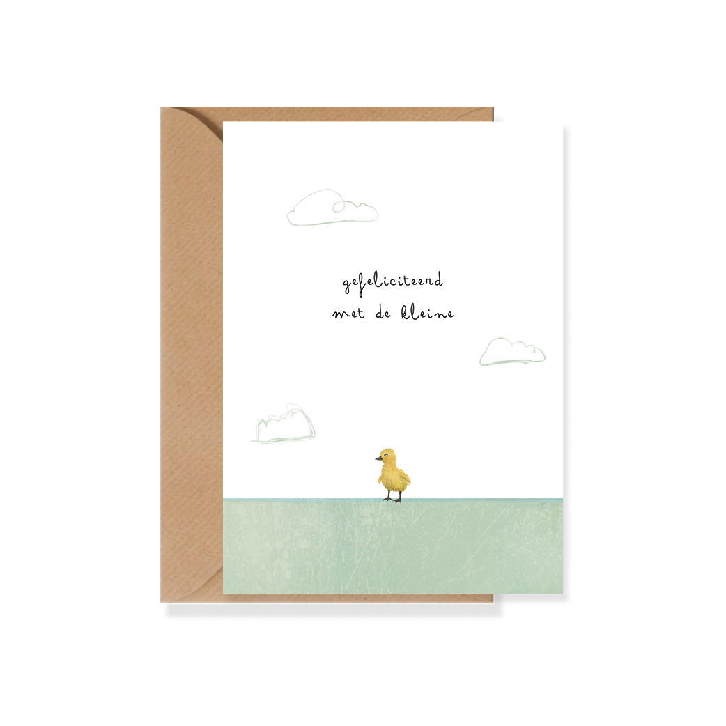 Kaartje geboorte Eendje met envelop