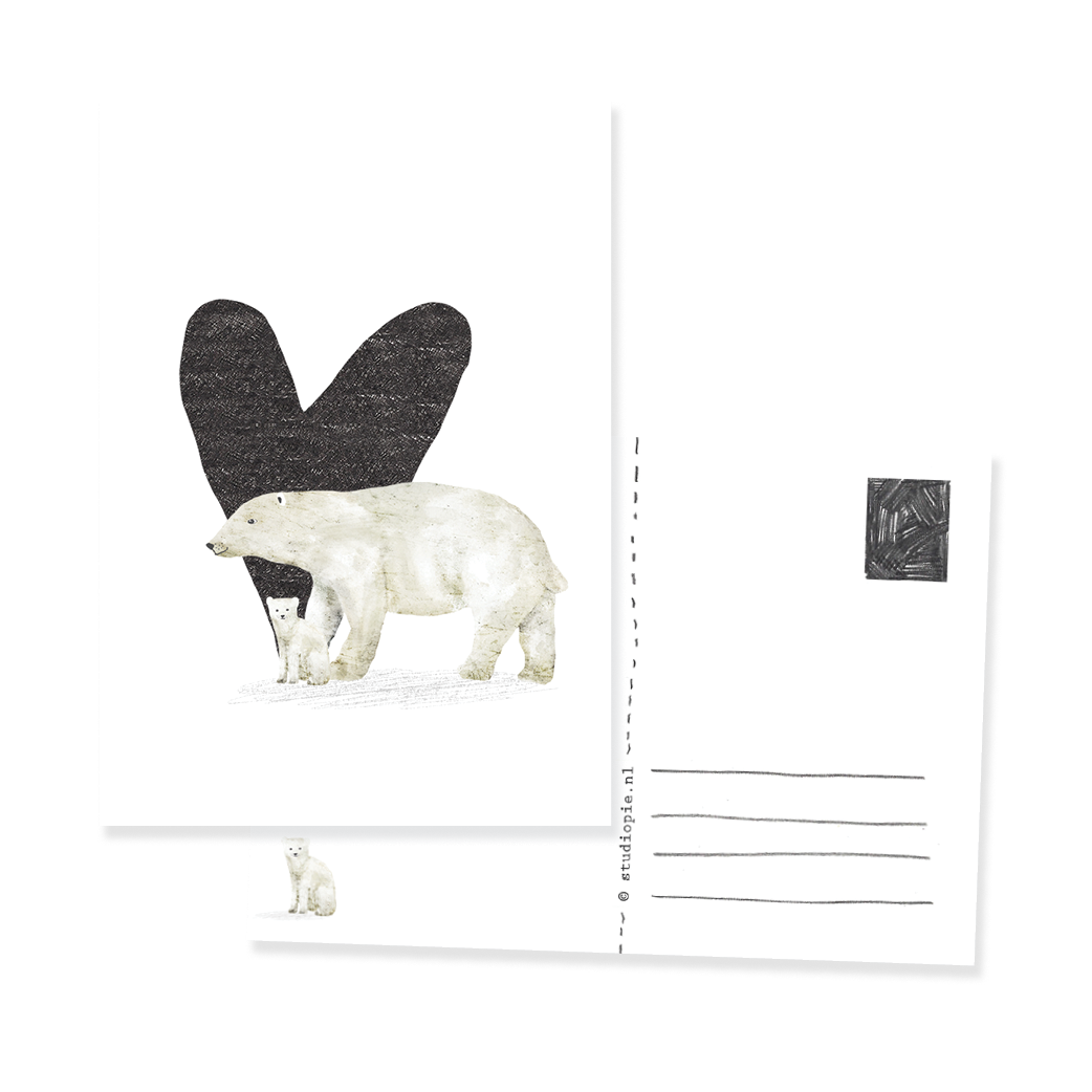 Ansichtkaart Ijsbeer met baby