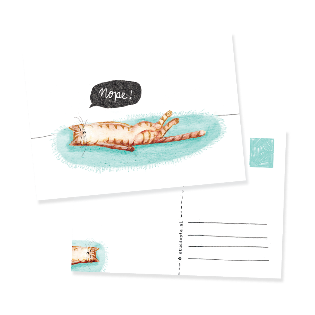 Ansichtkaart Kat, Nope!