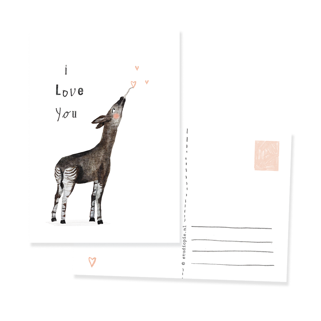 Ansichtkaart Okapi I love you (B2B)