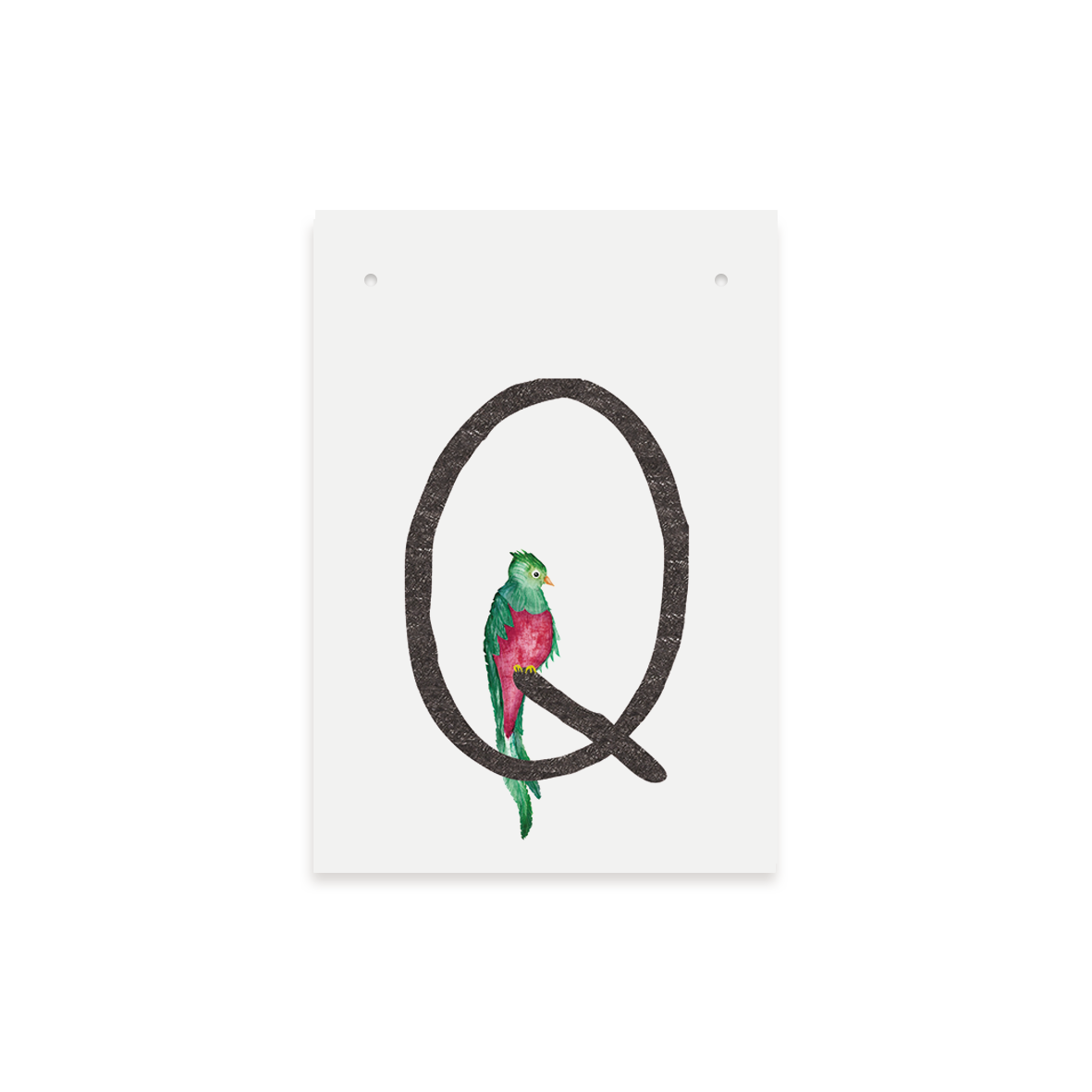 Letterkaartje Q van Quetzal