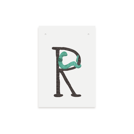Letterkaartje R van Regenworm