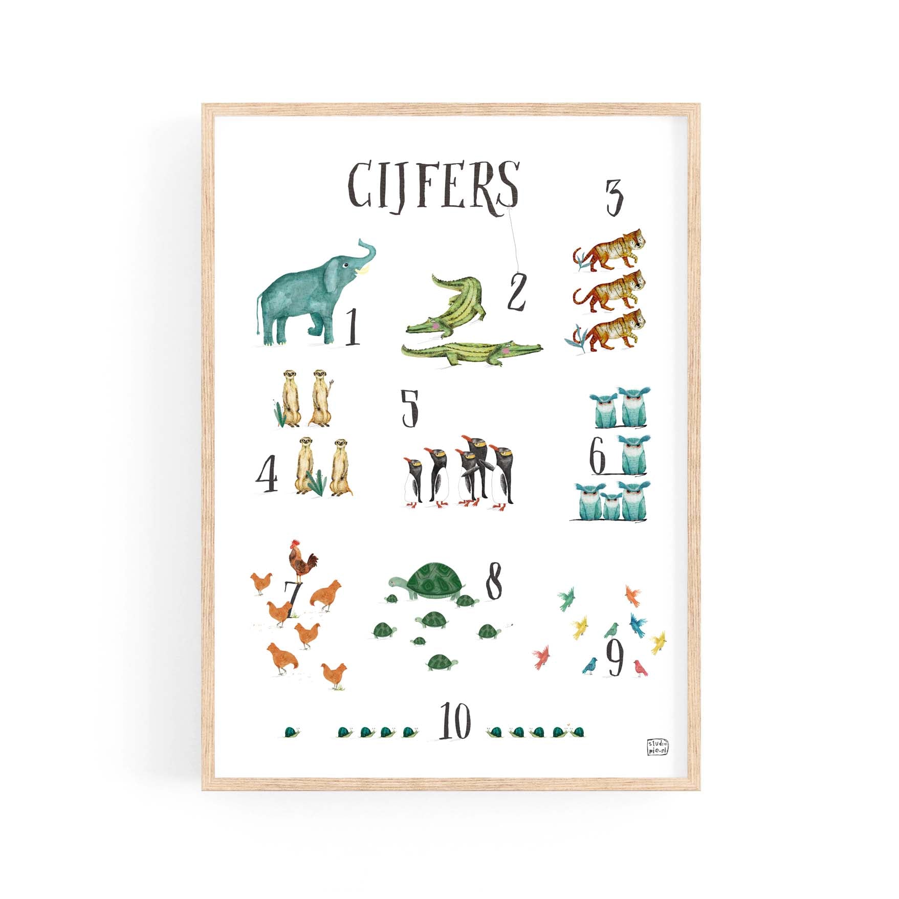 Set van 2 dierenalfabet posters Letters en Cijfers  A4