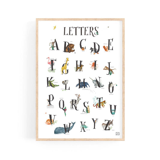 Letters en dieren poster A4